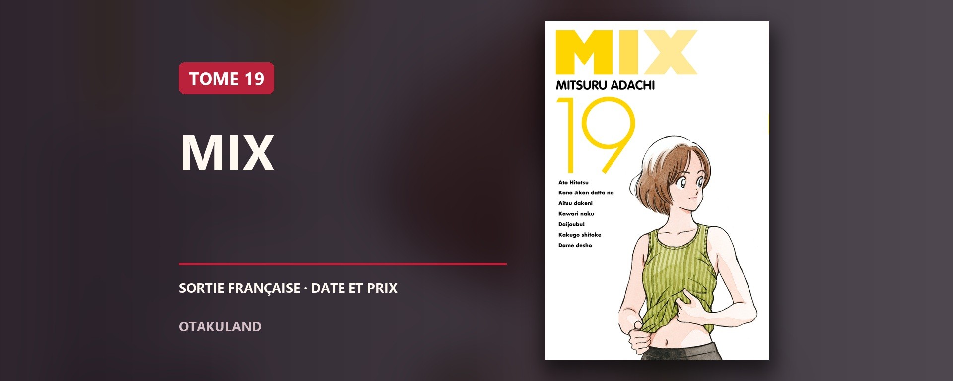 Bandeau de Mix tome 19 avec la couverture française Delcourt/Tonkam
