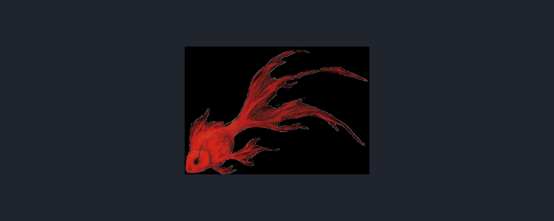Motif rouge de poisson du portail officiel Kagurabachi sur fond noir