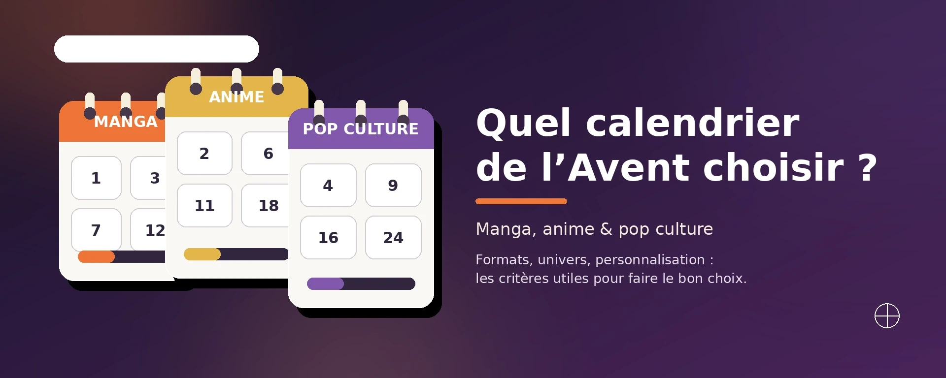 Calendriers de l’Avent manga et pop culture avec livres, figurines et décorations de Noël
