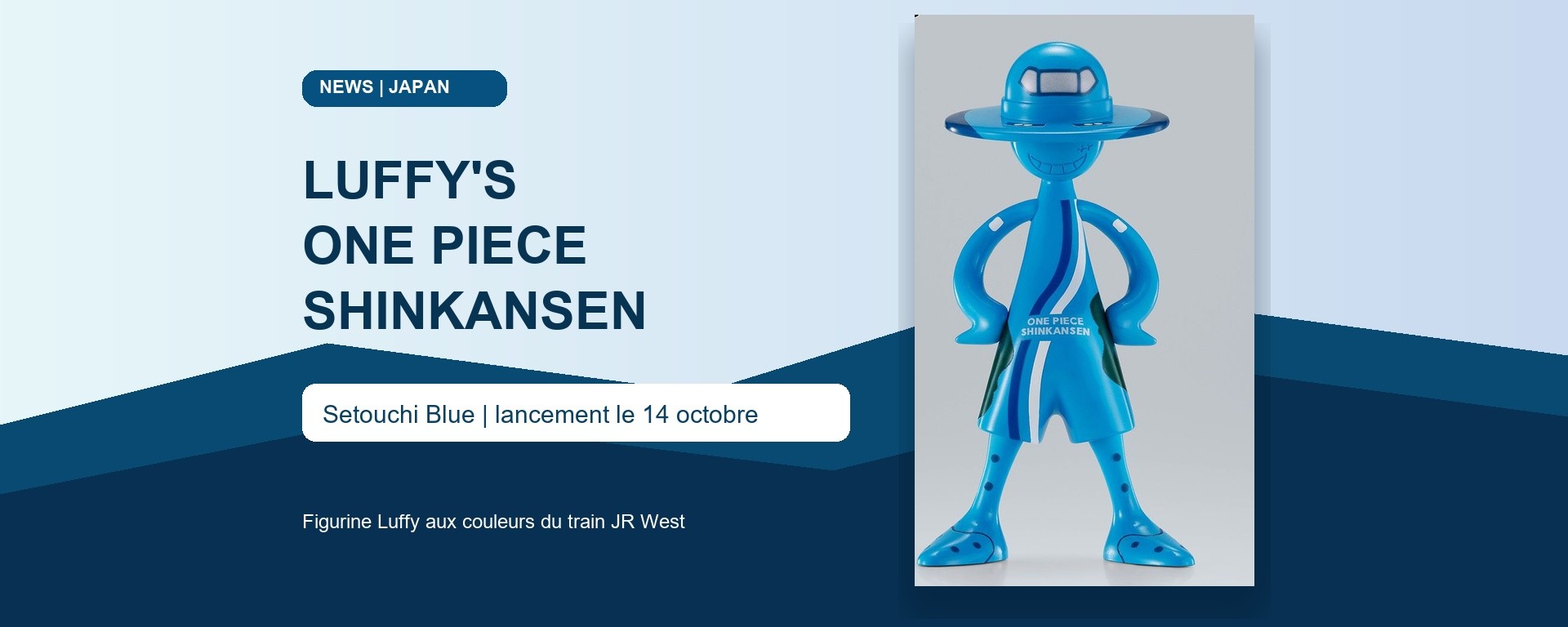 Figurine Luffy dans sa tenue bleu et blanc One Piece Shinkansen Setouchi Blue
