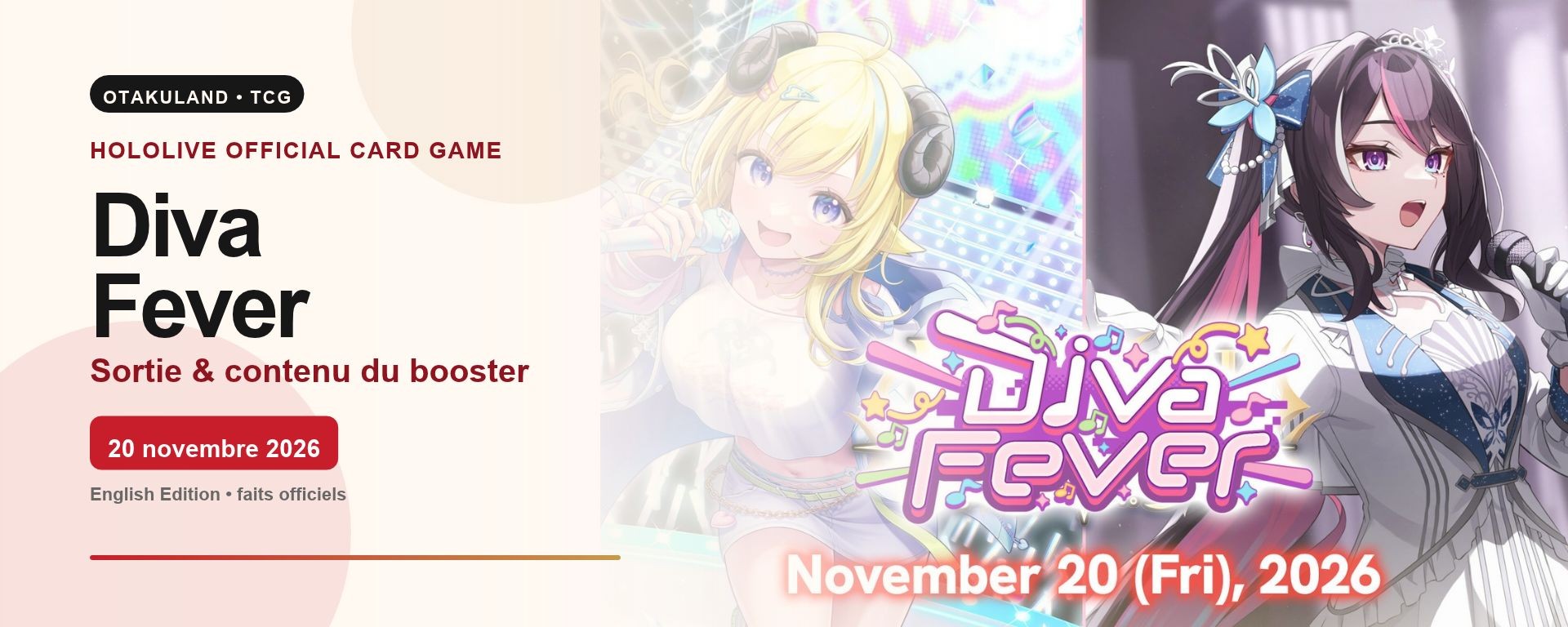 hololive OCG Diva Fever — sortie et contenu du booster du 20 novembre 2026