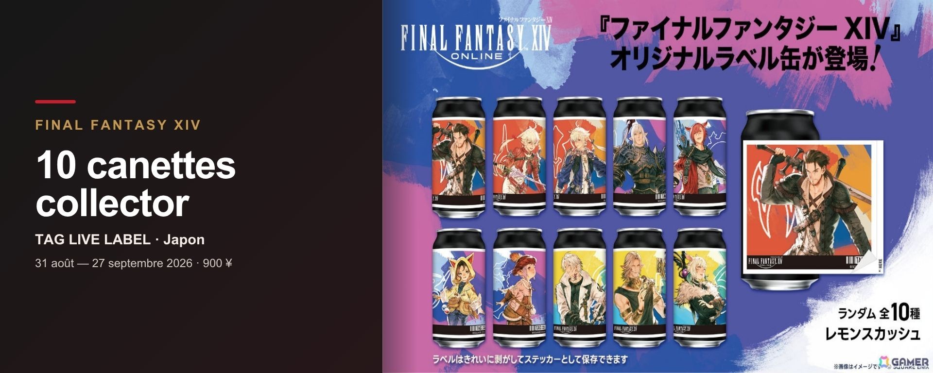 FFXIV TAG LIVE LABEL – collection de 10 canettes collector au Japon