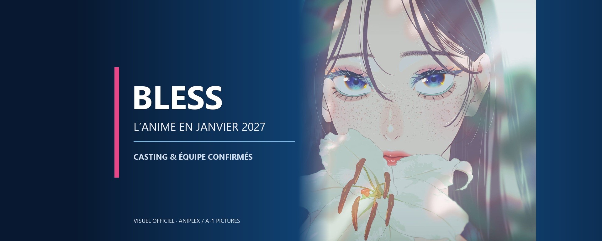 Affiche officielle de l’anime Bless, avec Aia Udagawa et Jun Sumisaki