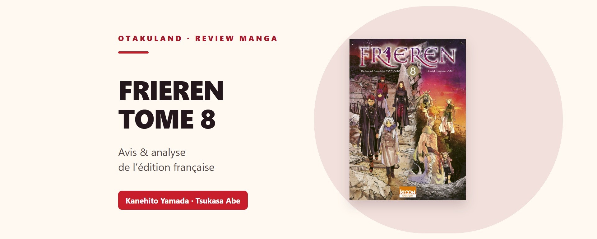 Frieren tome 8 : couverture éditoriale de la review Ki-oon française