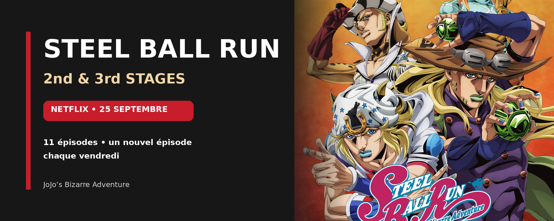 Steel Ball Run — 2nd & 3rd STAGES sur Netflix le 25 septembre 2026