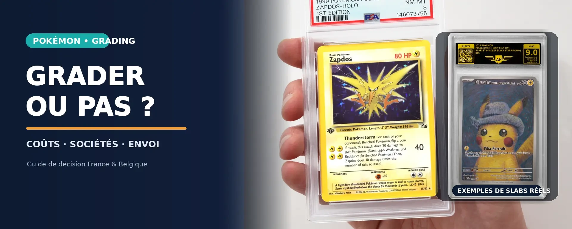 Carte Pokémon gradée PSA et carte Pokémon gradée AP pour un guide sur le grading en France