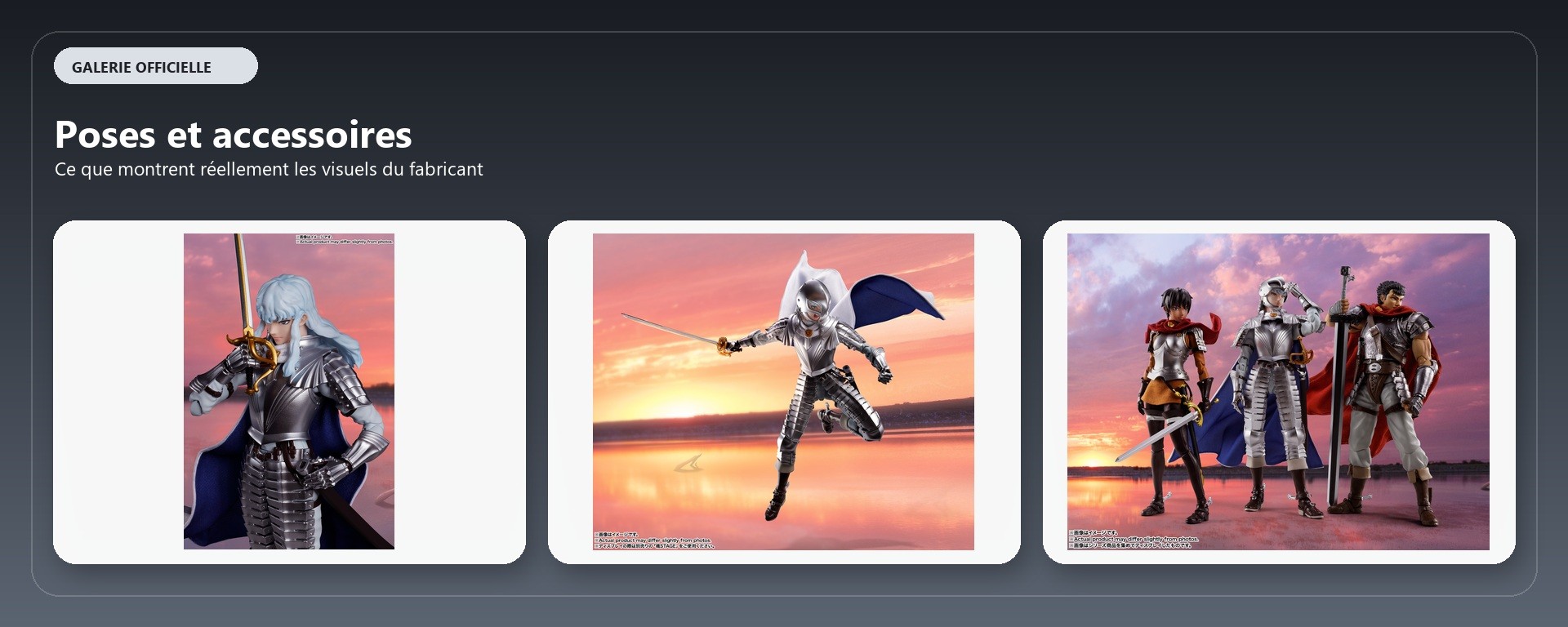 S.H.Figuarts Griffith en différentes poses avec ses accessoires officiels