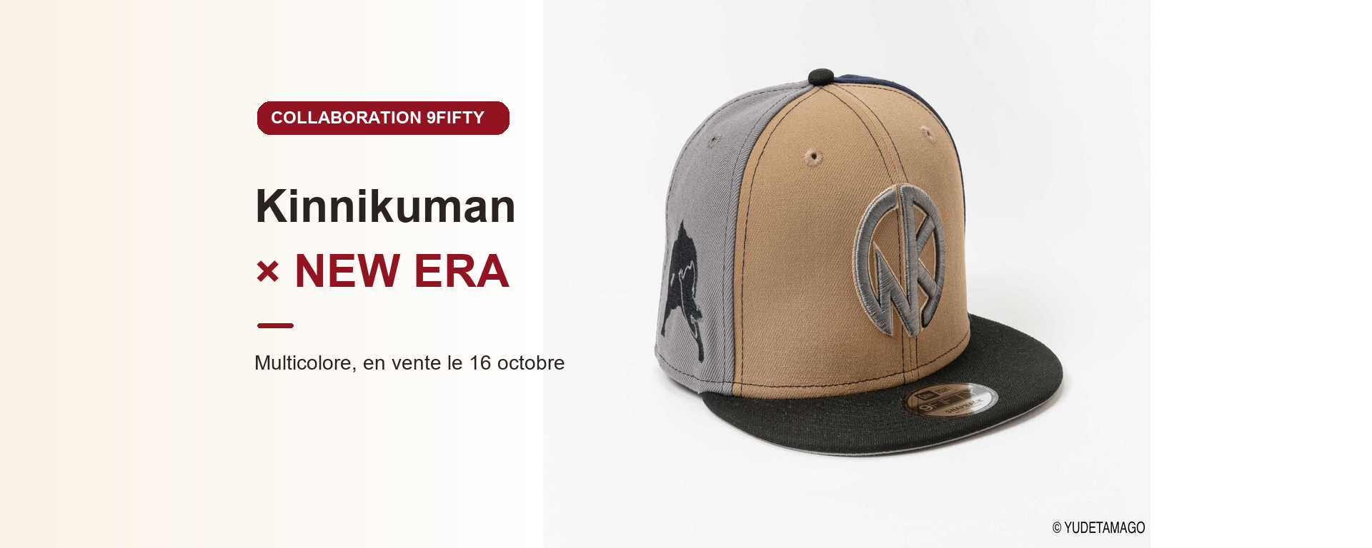 Casquette Kinnikuman × NEW ERA 9FIFTY multicolore, avec logo KIN brodé et silhouettes du manga
