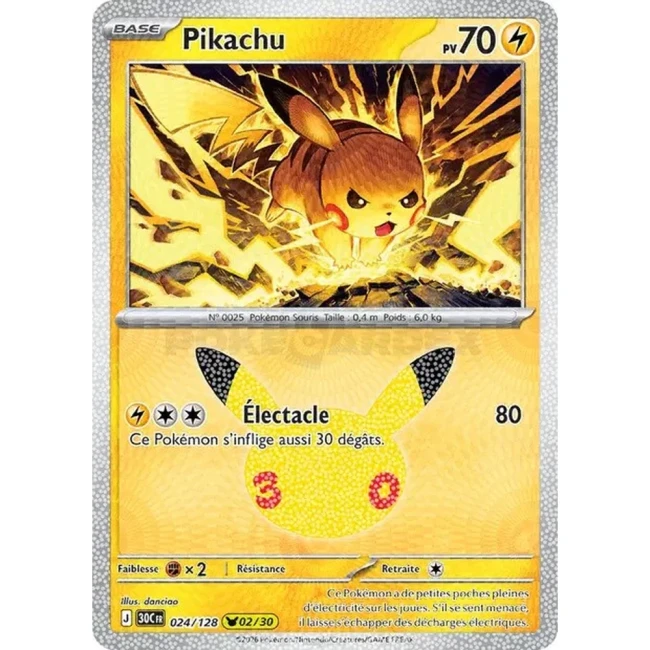 Carte Pokémon Pikachu 024/128 – 30e Anniversaire FR