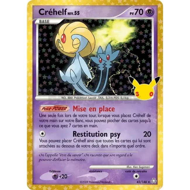 Carte Pokémon Créhelf 43/146 – 30e Anniversaire FR – Collection Classique