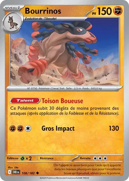 Carte Pokémon Bourrinos 108/182 - EV10 Rivalités Destinées