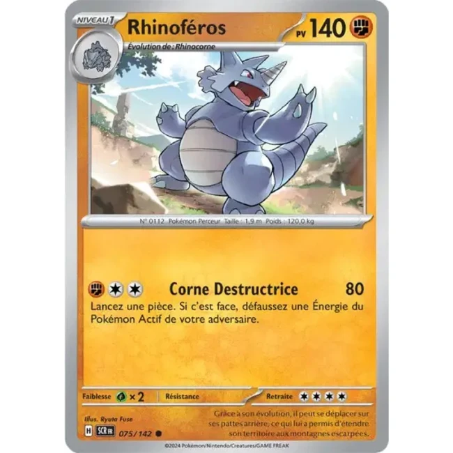 Carte Pokémon Rhinoféros 75/142 - EV7 - Couronne Stellaire