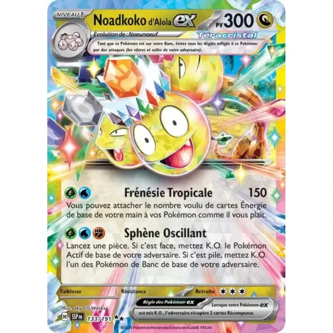 Carte Pokémon Noadkoko d'Alola ex 133/191 - EV8 Étincelles Déferlantes