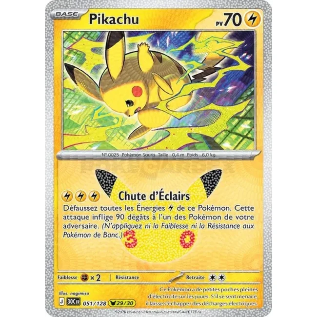 Carte Pokémon Pikachu 051/128 – 30e Anniversaire FR