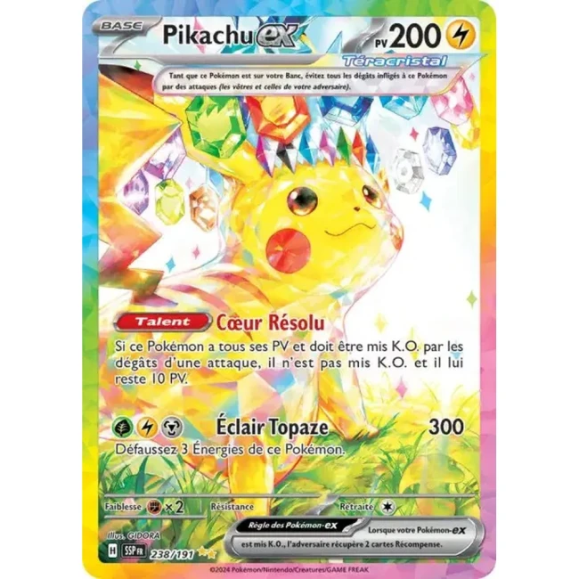 Carte Pokémon Pikachu ex 238/191 - EV8 Étincelles Déferlantes