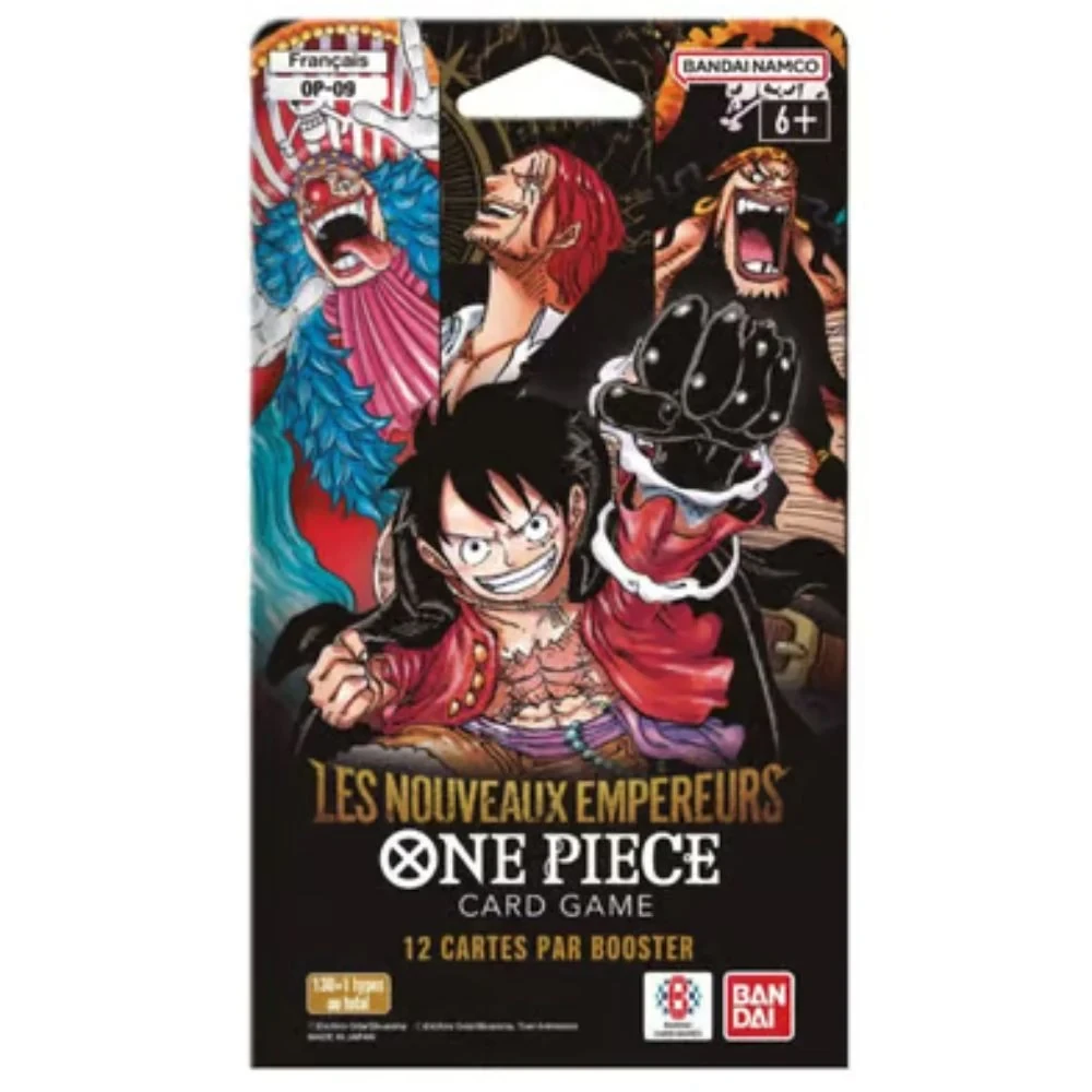 Booster français One Piece Card Game OP-09 photographié sur sa fiche produit Otakuland ; exemple visuel seulement, produit indiqué épuisé lors de la vérification du 22 octobre 2026