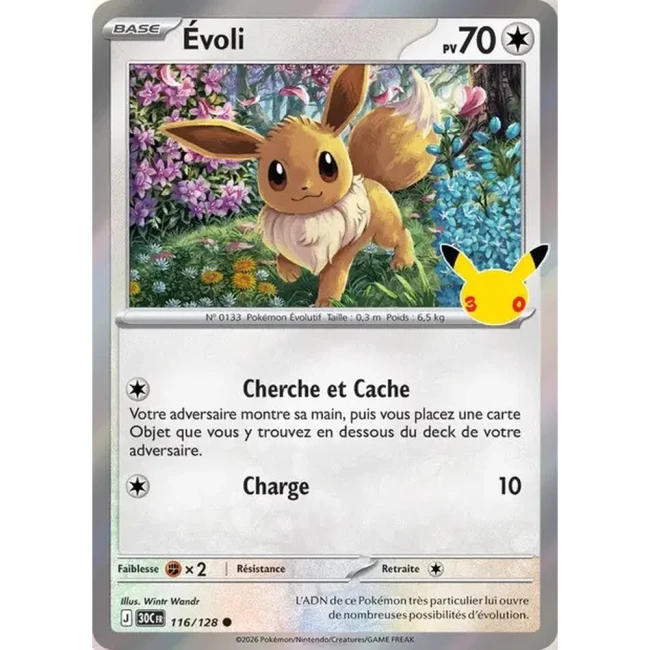 Carte Pokémon Évoli 116/128 – 30e Anniversaire FR