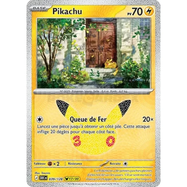 Carte Pokémon Pikachu 039/128 – 30e Anniversaire FR