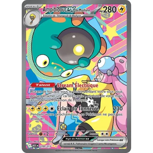 Carte Pokémon Ampibidou ex de Mashynn 279/217 - ME02.5  Héros Transcendants