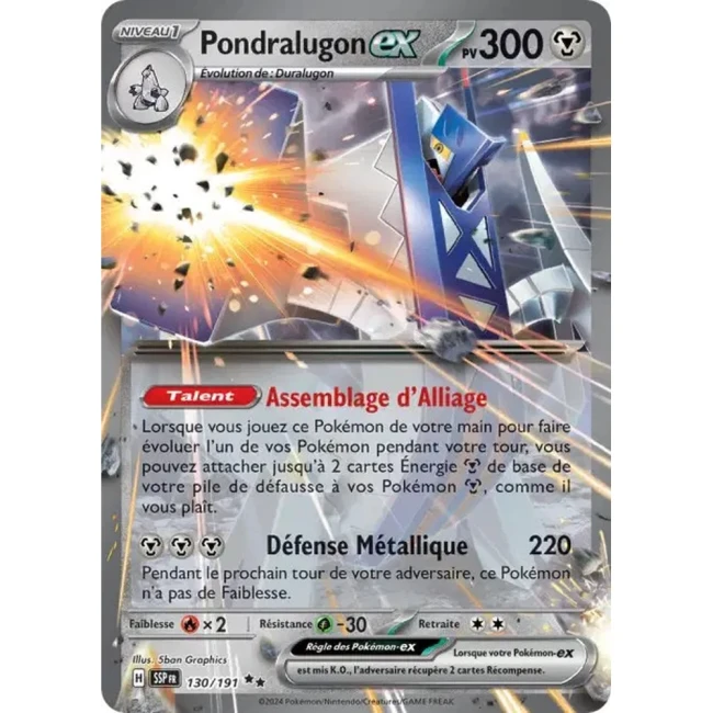 Carte Pokémon Pondralugon ex 130/191 - EV8 Étincelles Déferlantes