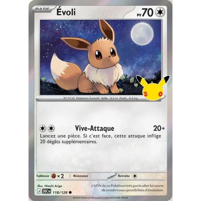 Carte Pokémon Évoli 118/128 – 30e Anniversaire FR