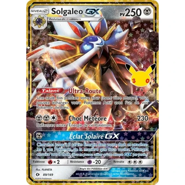Carte Pokémon Solgaleo GX 89/149 – 30e Anniversaire FR – Collection Classique
