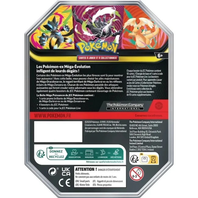 Dos de la Pokébox Pokémon JCC Méga Puissances en français