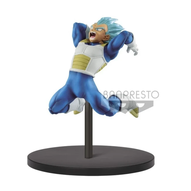 Figurine Chosenshiretsuden de Vegeta SS God, volume 7 (12 cm) Figurine Dragon Ball de Vegeta aux cheveux bleus, en armure blanche, sur socle noir