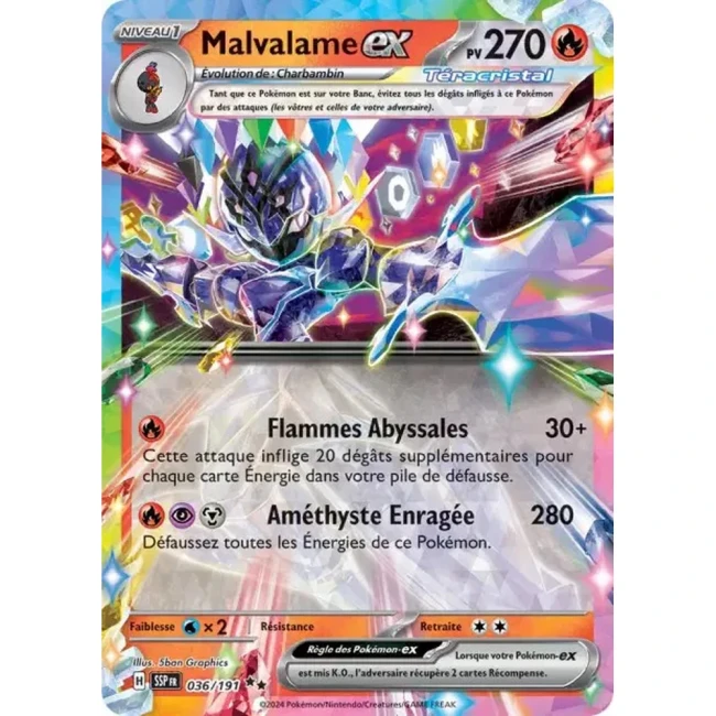Carte Pokémon Malvalame ex 36/191 - EV8 Étincelles Déferlantes