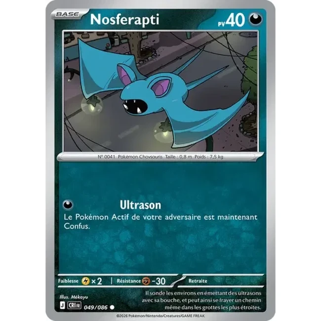 Carte Pokémon Nosferapti 49/086 – ME04 Chaos Ascendant