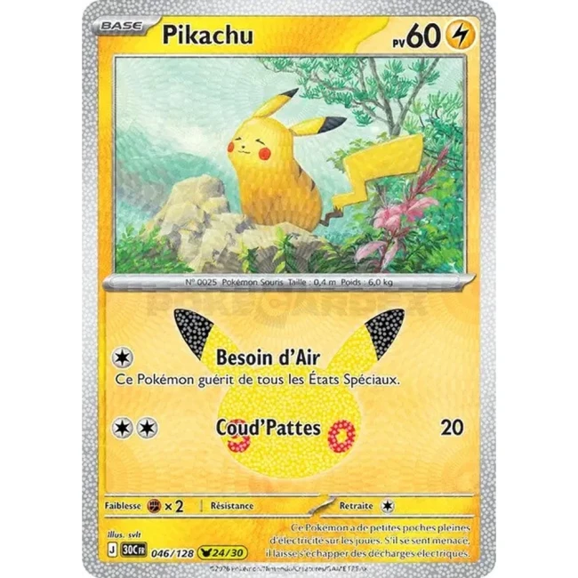 Carte Pokémon Pikachu 046/128 – 30e Anniversaire FR