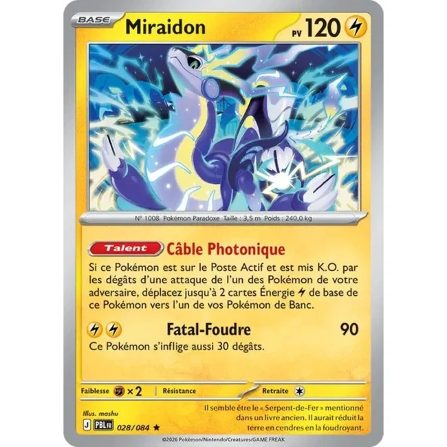 Carte Pokémon Miraidon 28/084 - ME05 Nuit Noire