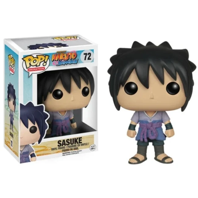 NARUTO - Figurine Funko POP N° 72 - Uchiha Sasuke La figurine Funko Pop de Sasuke Uchiha de la série Naruto Shippuden le montre dans son costume de ninja avec des vêtements décontractés et son bandeau frontal, représentant son parcours après avoir quitté Konoha. Ses yeux sombres et son expression froide
