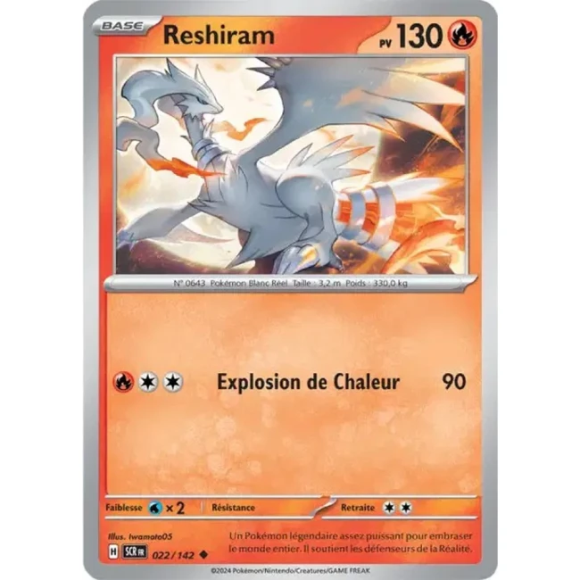 Carte Pokémon Reshiram 22/142 - EV7 - Couronne Stellaire