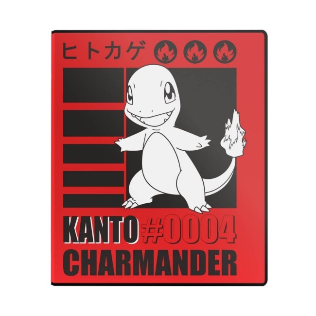 Vue frontale du classeur Salamèche – motif noir et rouge Charmander