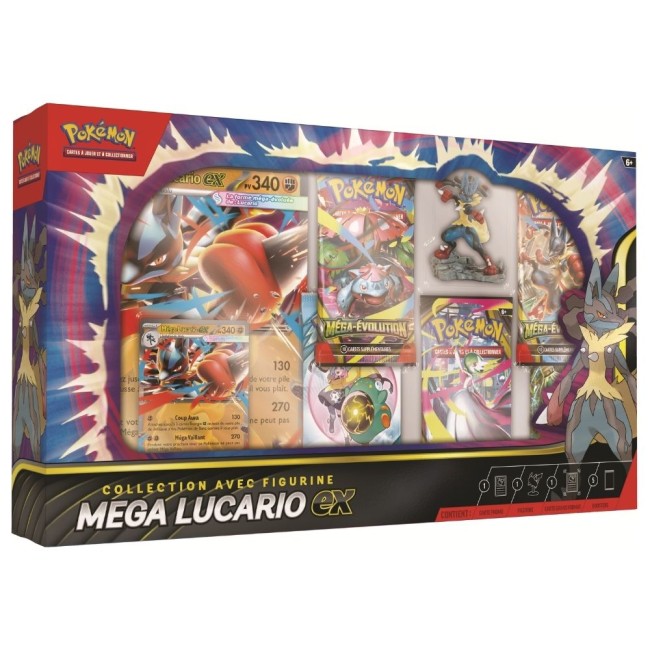 Collection Pokémon JCC Méga-Lucario-ex avec figurine