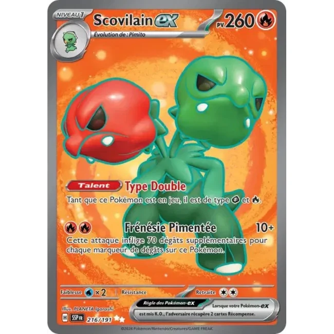 Carte Pokémon Scovilain ex 216/191 - EV8 Étincelles Déferlantes