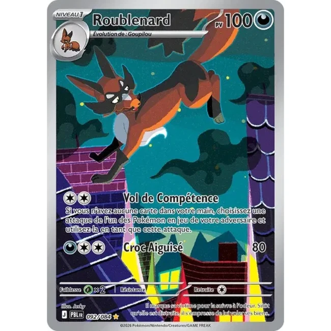 Carte Pokémon Roublenard 92/084 - ME05 Nuit Noire