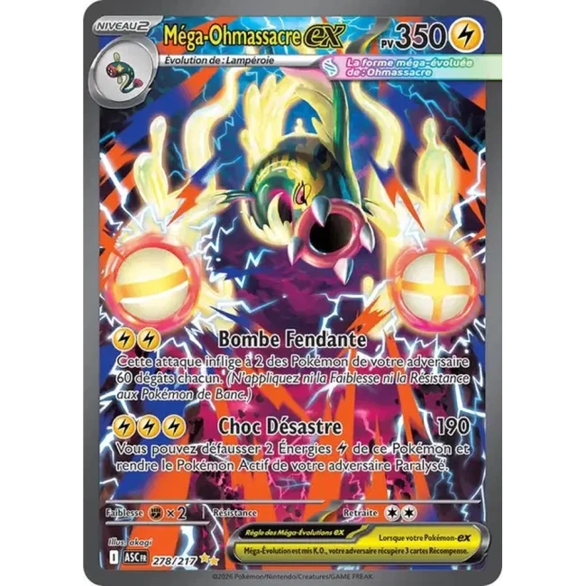 Carte Pokémon Méga-Ohmassacre ex 278/217 - ME02.5  Héros Transcendants