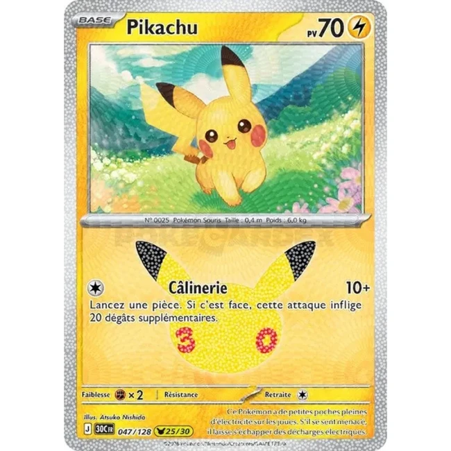 Carte Pokémon Pikachu 047/128 – 30e Anniversaire FR