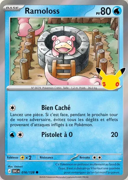 Recto de la carte Pokémon Ramoloss 016/128, 30e Anniversaire, en français