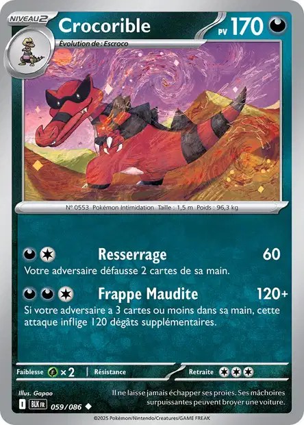 Carte Pokémon Crocorible 59/86 - EV10.5 Foudre Noire