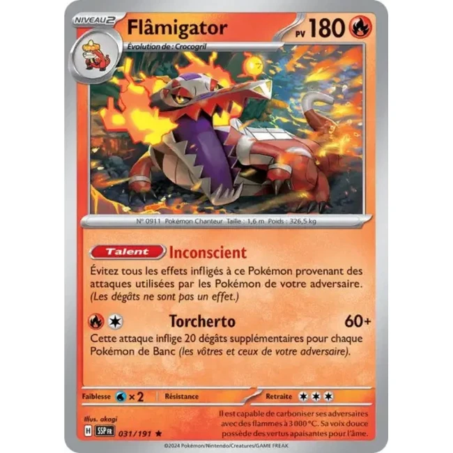 Carte Pokémon Flâmigator 31/191 - EV8 Étincelles Déferlantes