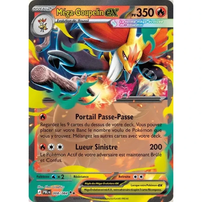 Carte Pokémon Méga-Goupelin ex 8/084 - ME05 Nuit Noire