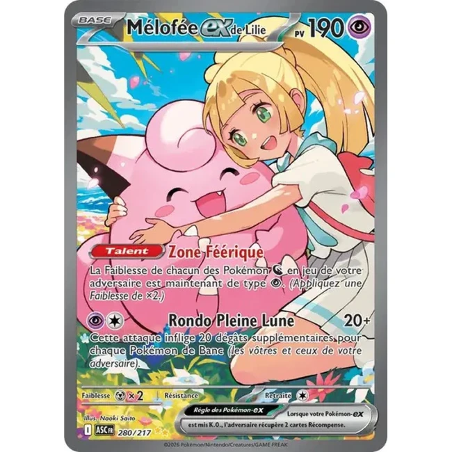 Carte Pokémon Mélofée ex de Lilie 280/217 - ME02.5  Héros Transcendants