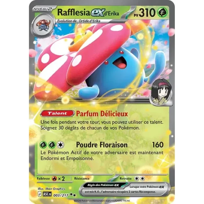Carte Pokémon Rafflesia d'Erika ex 3/217 -  ME02.5  Héros Transcendants