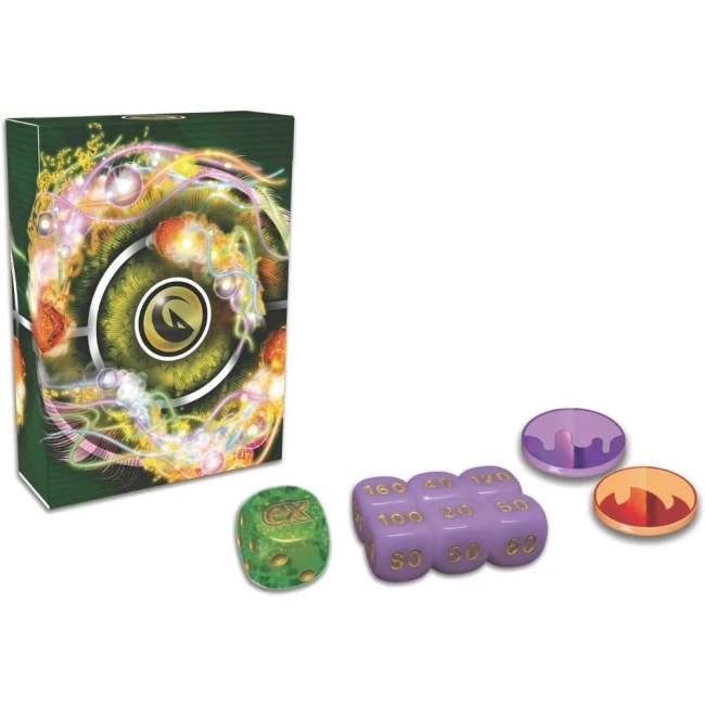 Pokémon JCC : Deck Combat de Ligue Lanssorien-ex - FR Accessoires du Deck Combat de Ligue Lanssorien-ex, comprenant un étui, des dés marqueurs de dégâts, un dé de lancer et des jetons d’États Spéciaux.