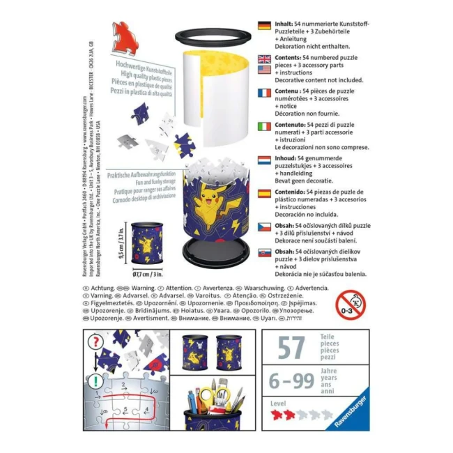 contenu et schéma du puzzle 3D Pokémon Pikachu Ravensburger