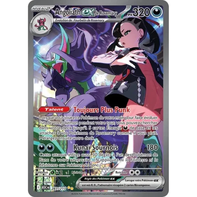 Carte Pokémon Angoliath ex de Rosemary 287/217 - ME02.5  Héros Transcendants