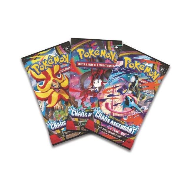 Boosters Pokémon Chaos Ascendant ME04 contenu tripack 3 packs